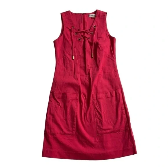 Calvin Klein CK Pink Midi Sleeveless Dress Size 0 P - Picture 1 of 10